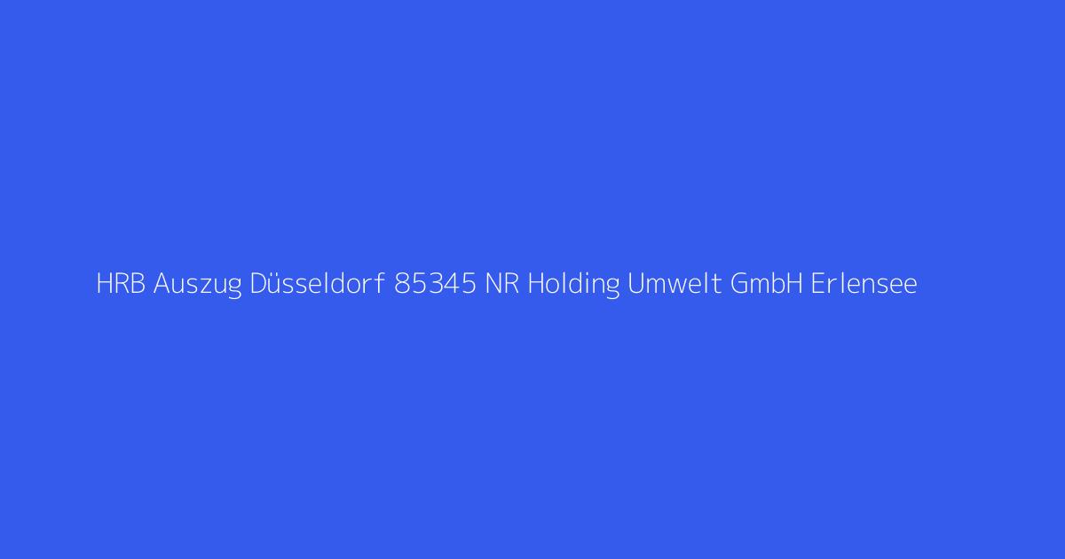 HRB Auszug Düsseldorf 85345 NR Holding Umwelt GmbH Erlensee